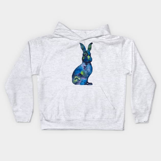 Galaxy Snowshoe Hare Kids Hoodie by Peleegirl